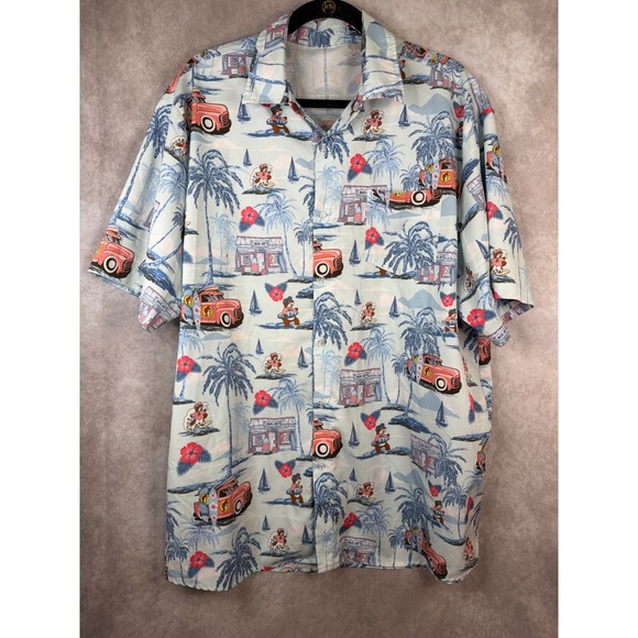 BUC-EE'S Other - Buc-ee's Button Up Shirt Mens XL Light Blue Tropical Surf Truck Hawaiian Print